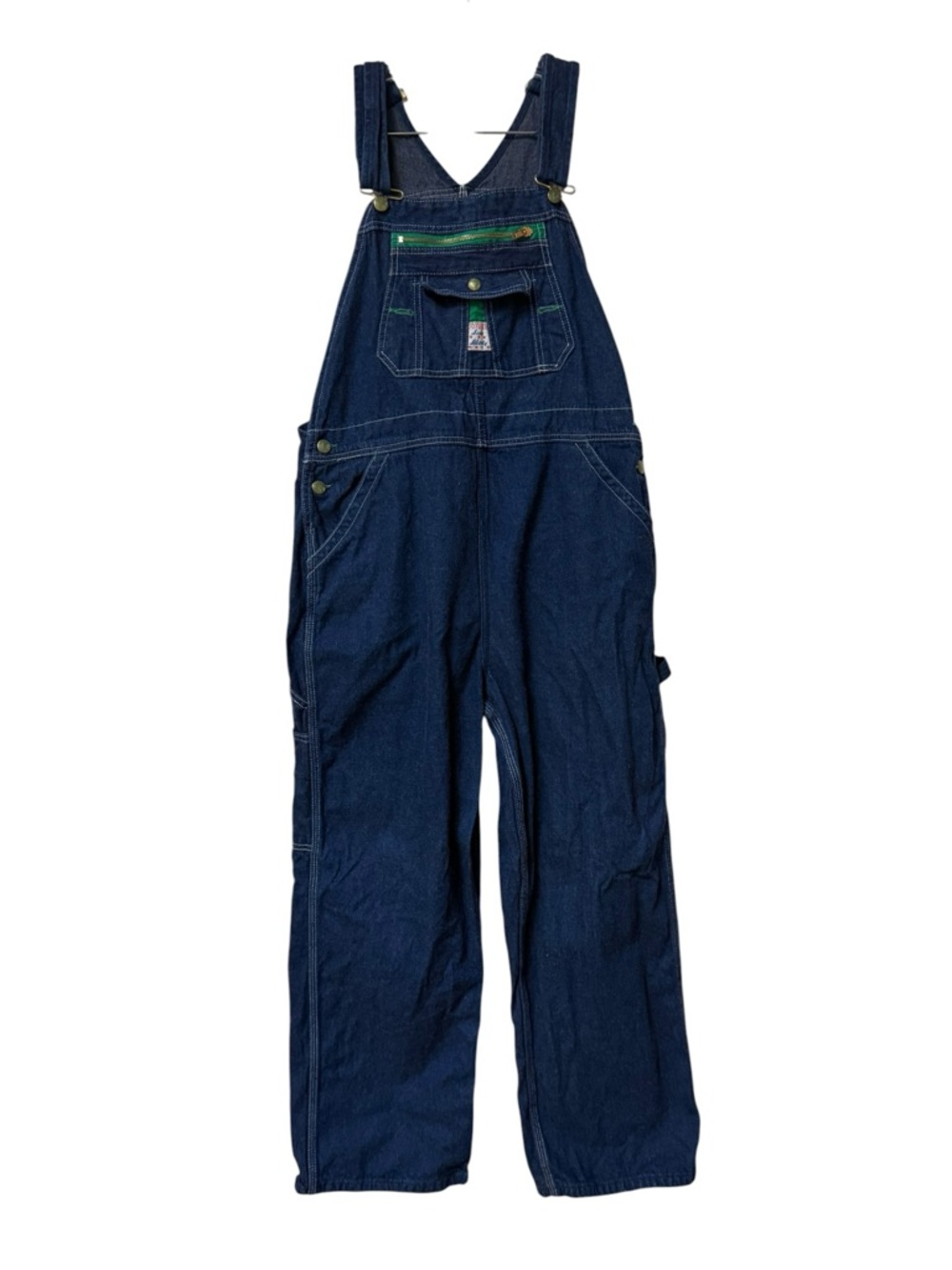 Vintage Lady Liberty Dark Blue Denim Overalls - Relaxed Fit Large